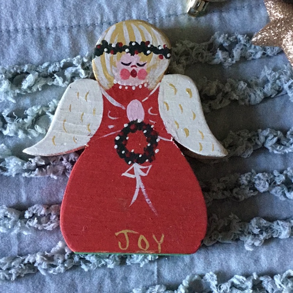 Hand painted wooden angel